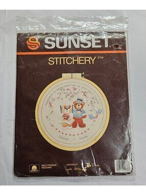 Vtg Sunset Stitchery Needlepoint Best Friends Wedding 2706 Fits 12 Inch Hoop New